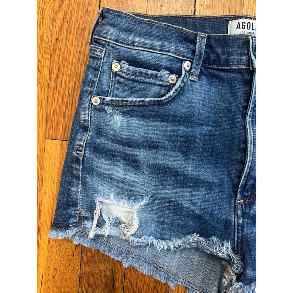 AGOLDE Premium Jaden High Rise Cut Off Denim Shorts Size 27 in Starwood - Picture 3 of 5